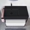 Console Sink Vanity With Matte Black Ceramic Sink and Glossy White Drawer, 35